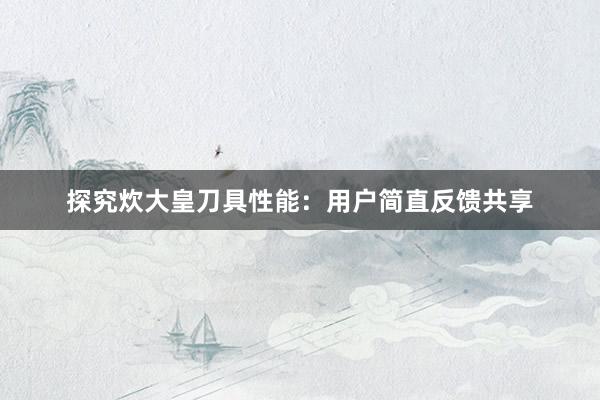 探究炊大皇刀具性能：用户简直反馈共享
